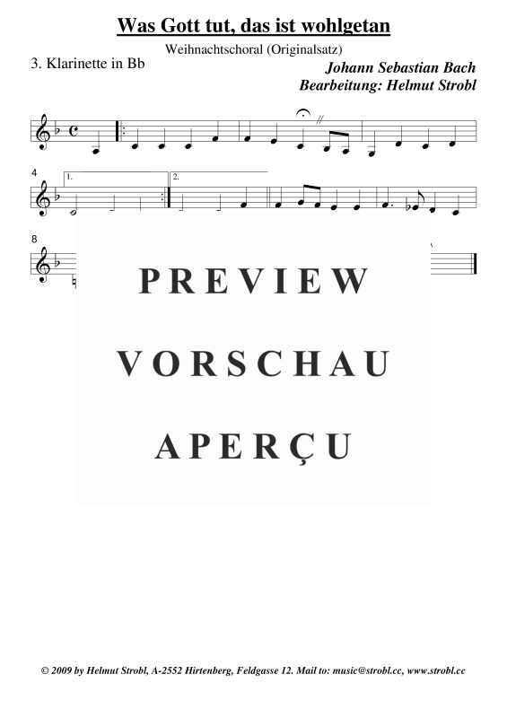 gallery: Was Gott tut das ist wohlgetan, , Klarinettenquartett