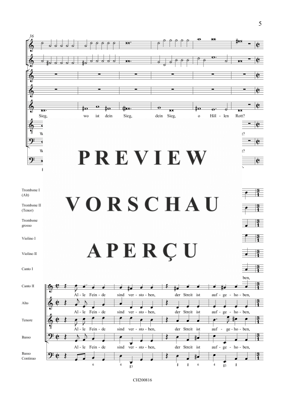 gallery: Wo ist dein Stachel nun, o Tod?, , (Gemischtes Ensemble SSATB, 2 Violinen, 3 Trombonen und BC)