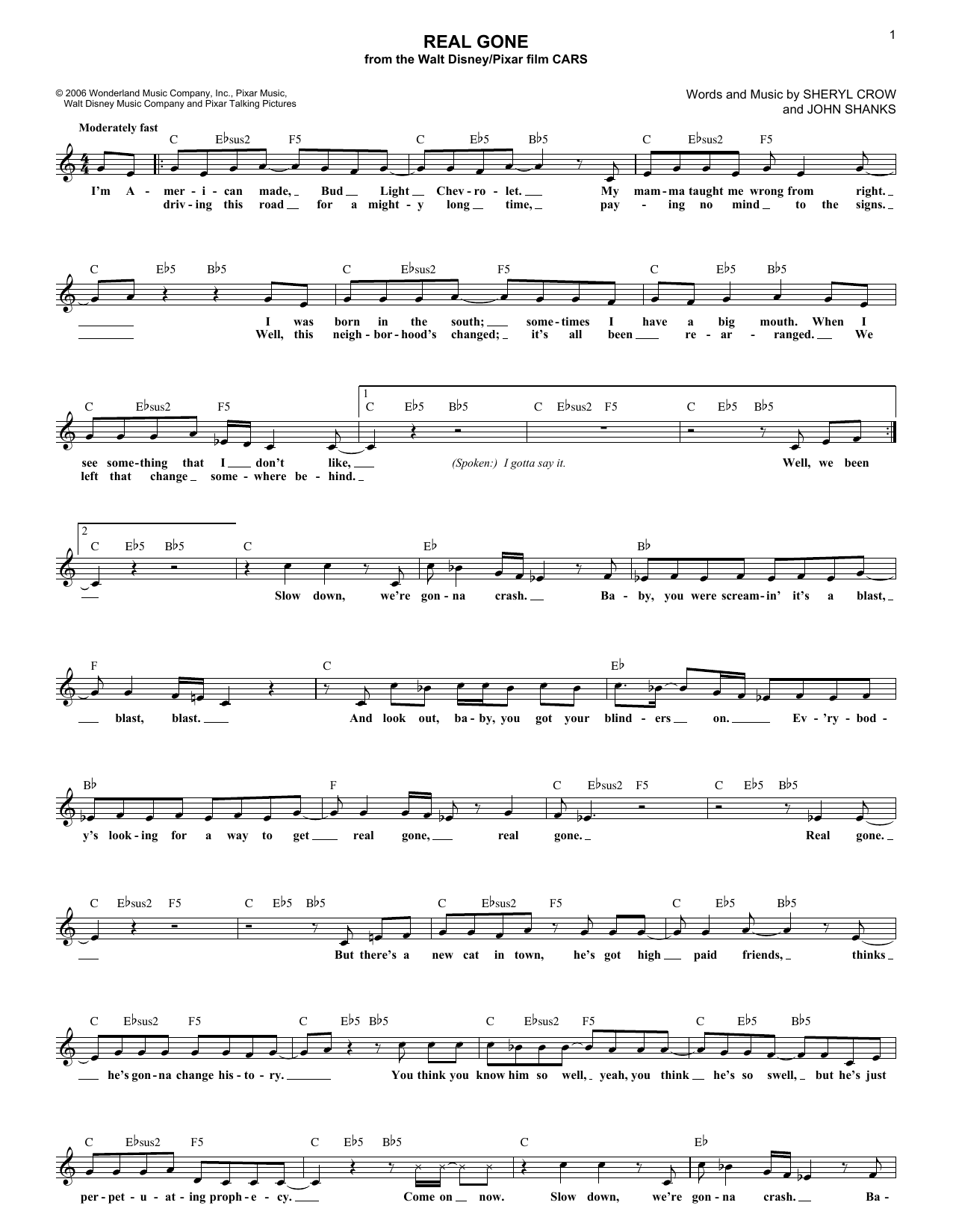 Produktbild zu: Real Gone (from Cars)