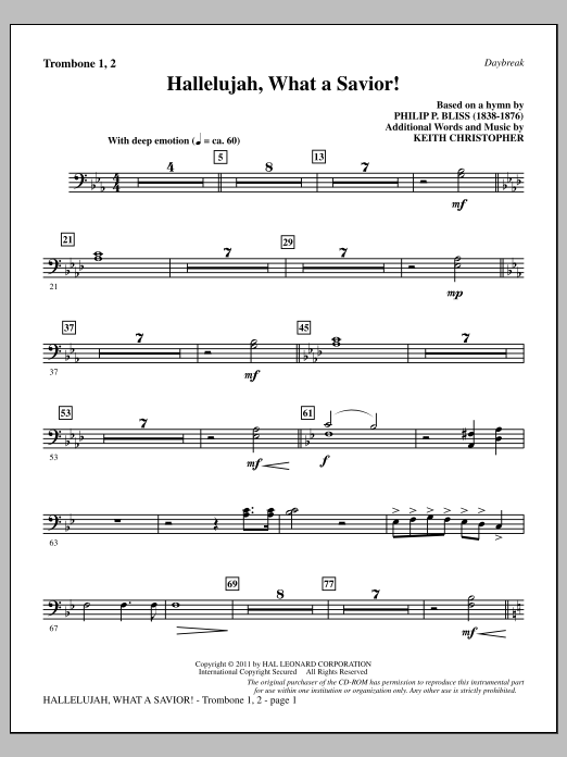 Produktbild zu: Hallelujah, What A Savior! - Trombone 1 & 2