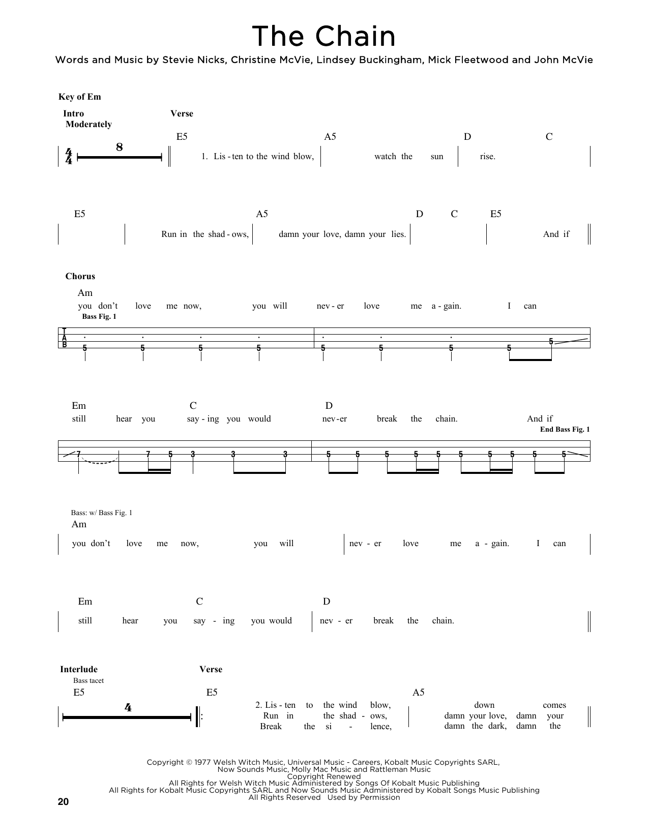 Produktgalerie: Seite 1 von 1 The Chain, Fleetwood Mac, E-Bass, Gitarre