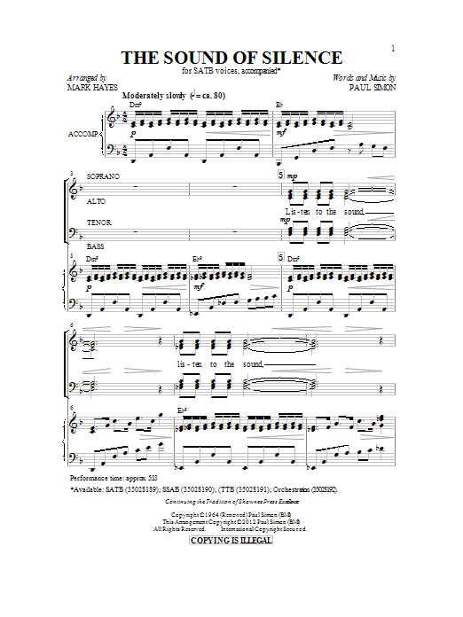 Produktbild zu: The Sound Of Silence (arr. Mark Hayes)