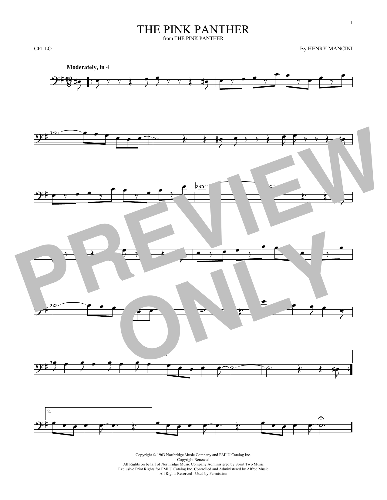 Produktgalerie: Seite 1 von 1 The Pink Panther, Henry Mancini, Violoncello