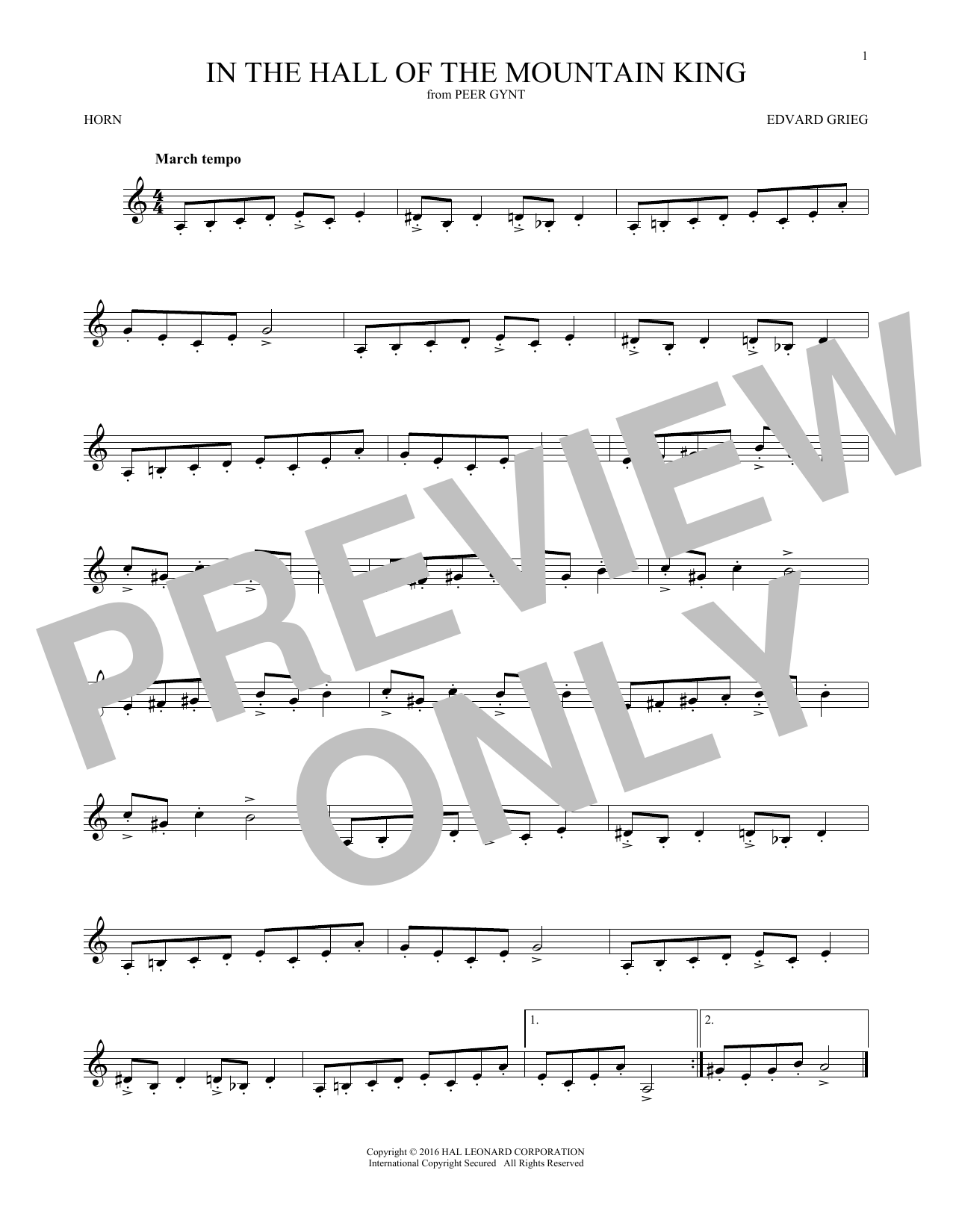 Produktgalerie: Seite 1 von 1 In The Hall Of The Mountain King, Edvard Grieg, Horn