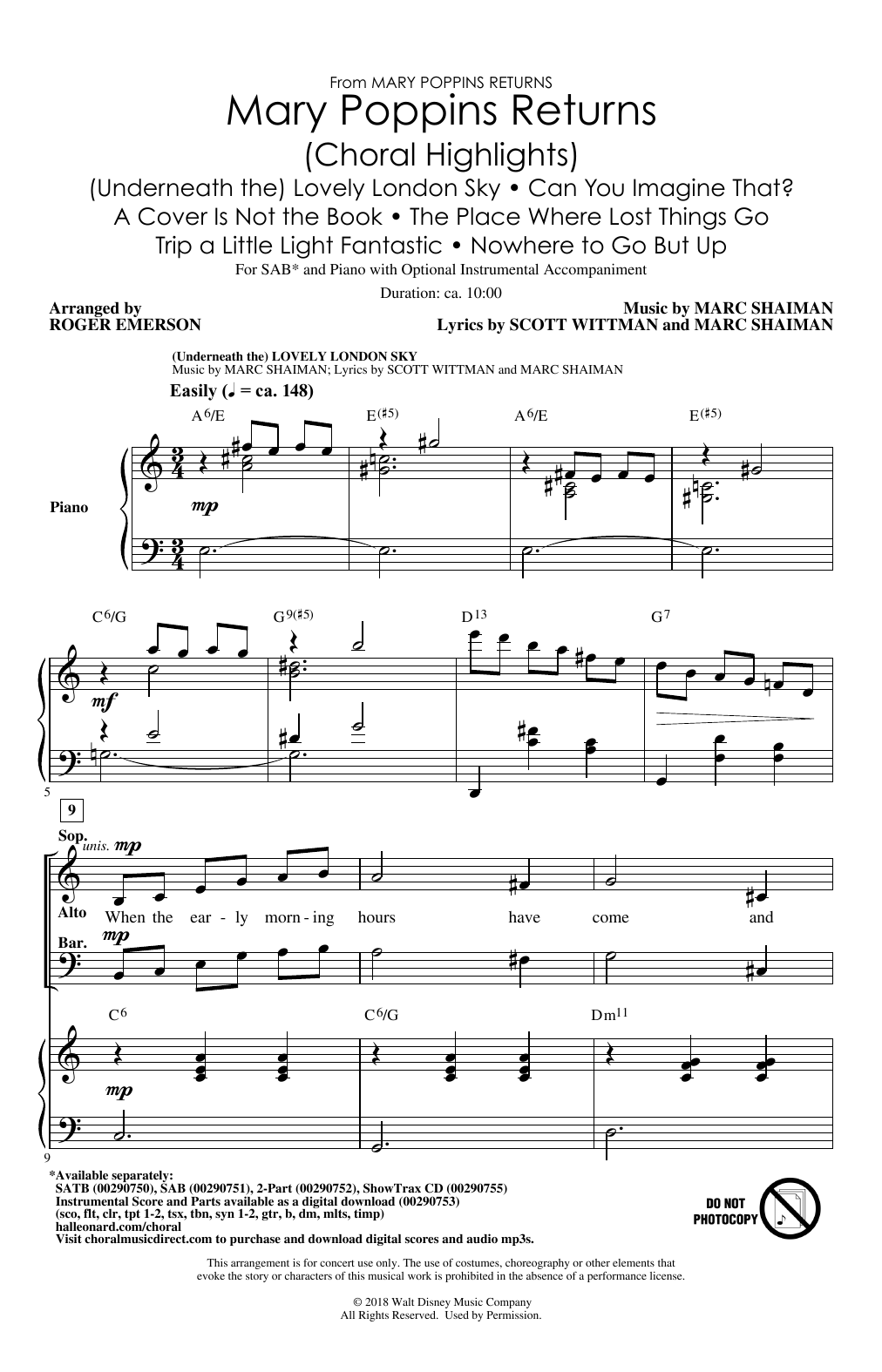 Product picture to: Mary Poppins Returns (Choral Highlights) (arr. Roger Emerson)