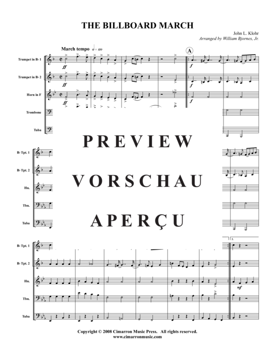 Produktgalerie: Seite 2 von 10 The Billboard March , , (Blechbläserquintett)