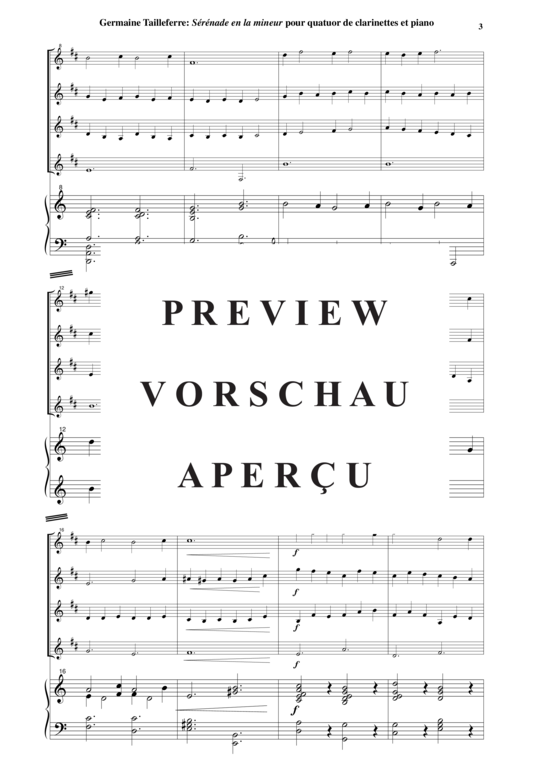 Product gallery: Page 4 of 21 Sérénade en La Mineur , , (Quintet for 3x clarinet in Bb, bass clarinet + piano)