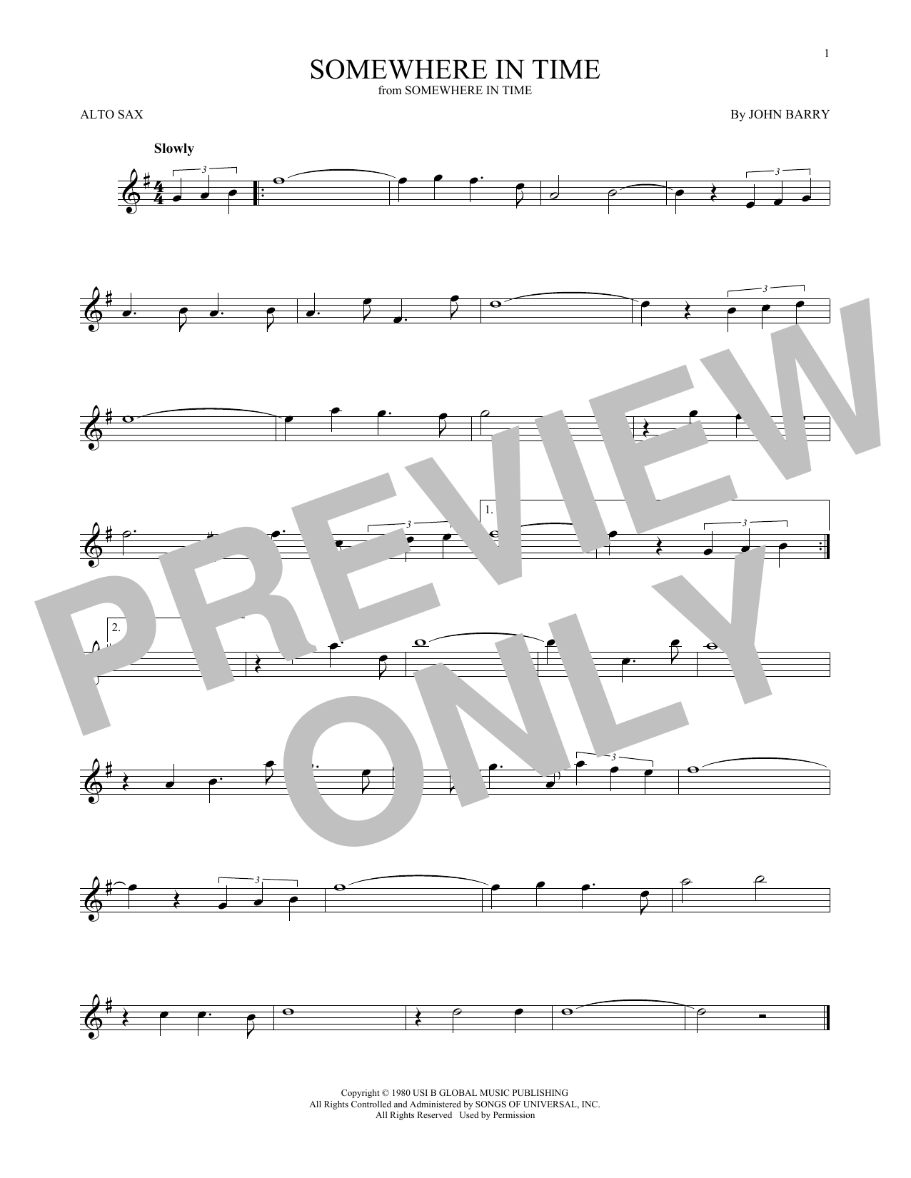 Product gallery: Page 1 of 1 Somewhere In Time, John Barry