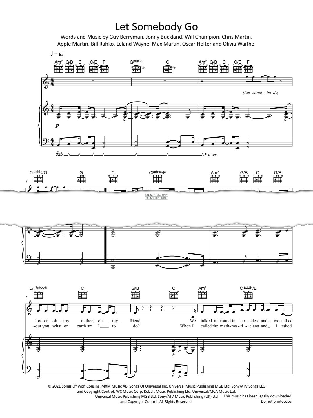 gallery: Let Somebody Go, Coldplay, Gesang, Gitarre, Klavier