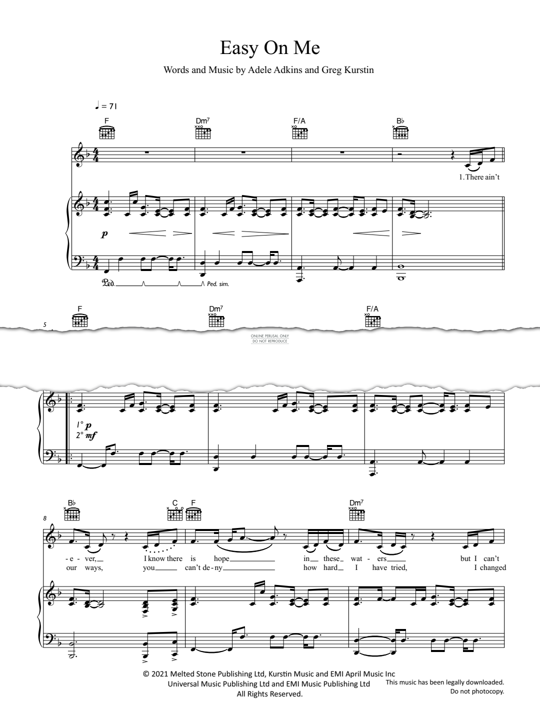 Produktgalerie: Seite 1 von 1 Easy On Me, Adele, Gesang, Gitarre, Klavier