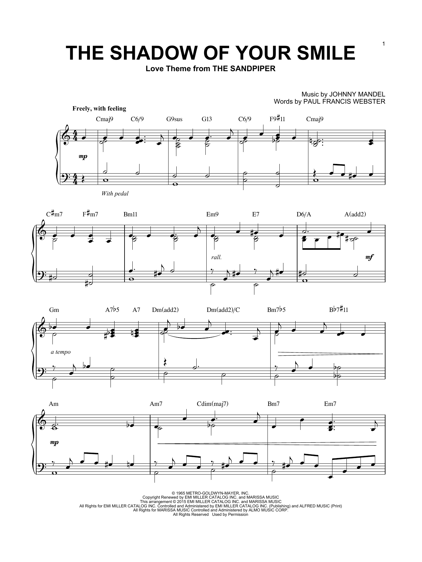 Produktbild zu: The Shadow Of Your Smile [Jazz version] (arr. Brent Edstrom)