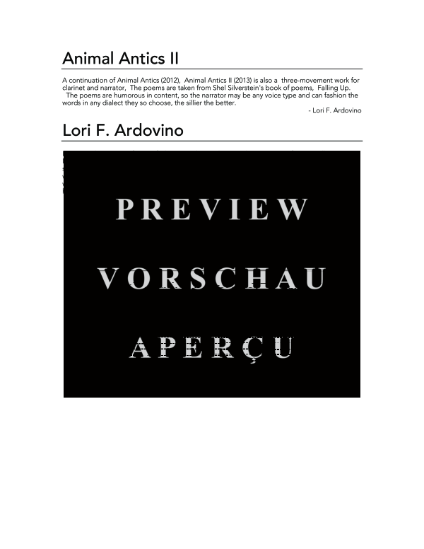 Produktgalerie: Seite 9 von 11 Animal Antics II, , (Erzähler und Klarinette)
