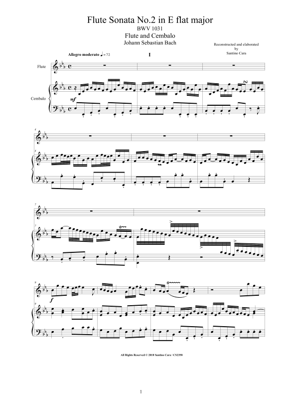 Product picture to: Flute Sonata No. 2 in E flat BWV 1031Johann Sebastian Bach