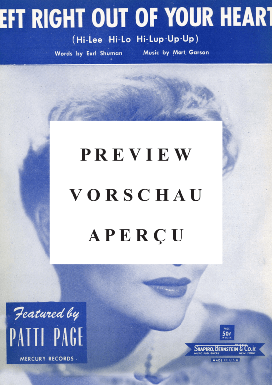 Produktgalerie: Seite 2 von 8 Left Right Of Your Heart (Hi-Lee Hi-Lo Hi-Lup-Up-Up) , Page, Patti  , (Klavier und Gesang)