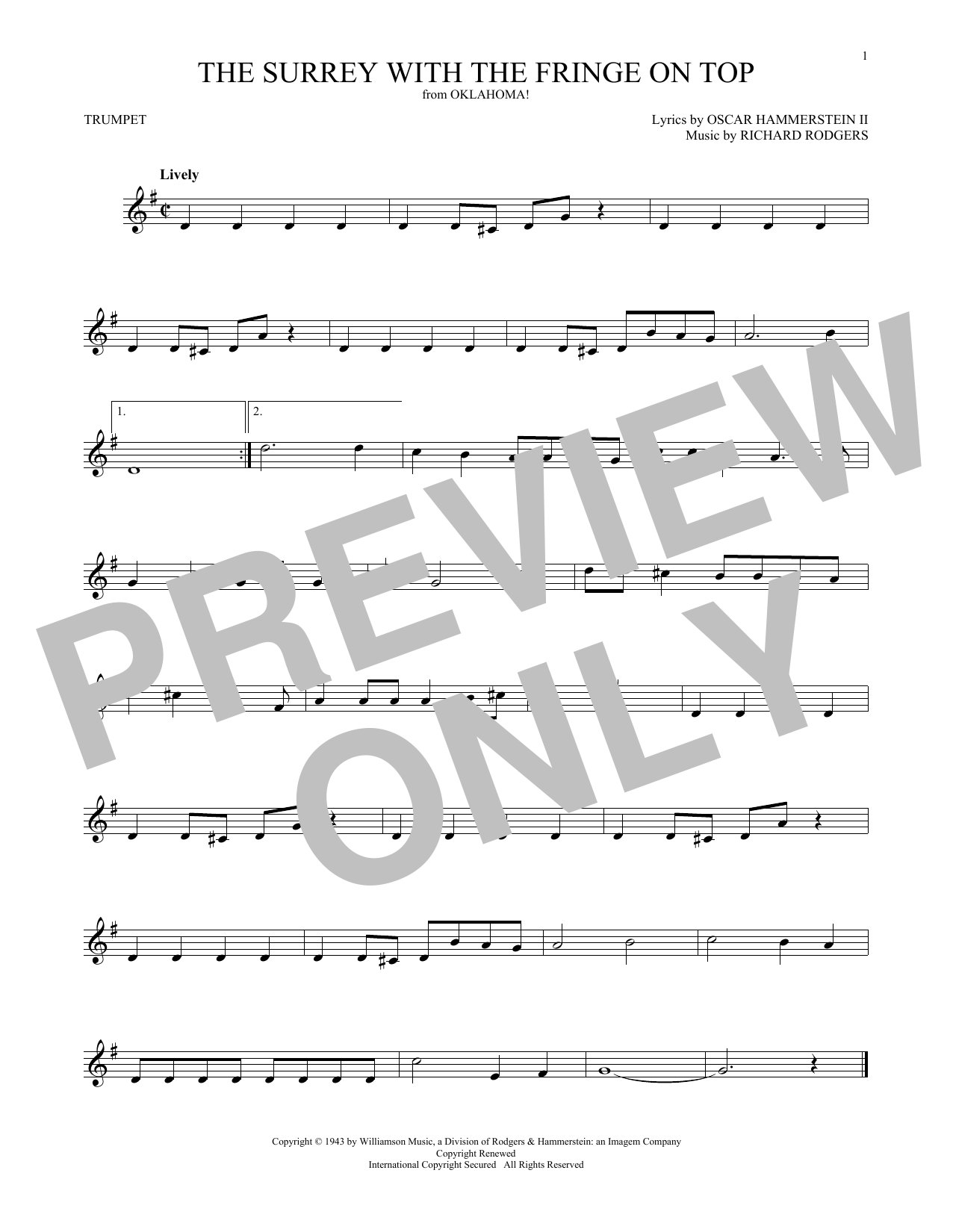 Produktgalerie: Seite 1 von 1 The Surrey With The Fringe On Top (from Oklahoma!), Rodgers & Hammerstein, Trompete