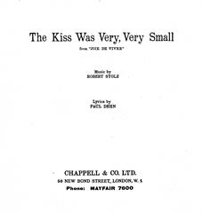 cover: The Kiss Was Very, Very Small (from 'Joie De Vivre'), Robert Stolz