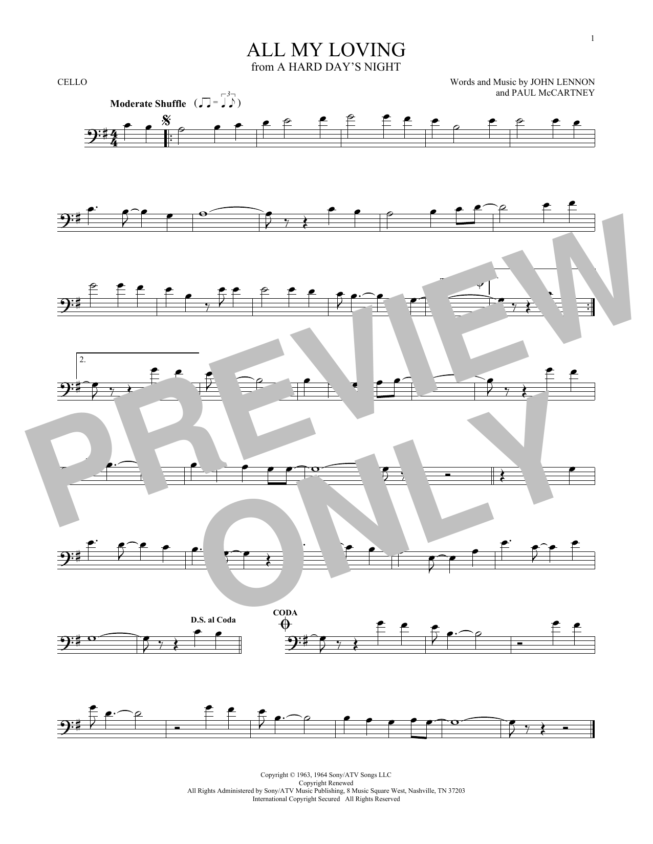 Produktgalerie: Seite 1 von 1 All My Loving, The Beatles, Violoncello