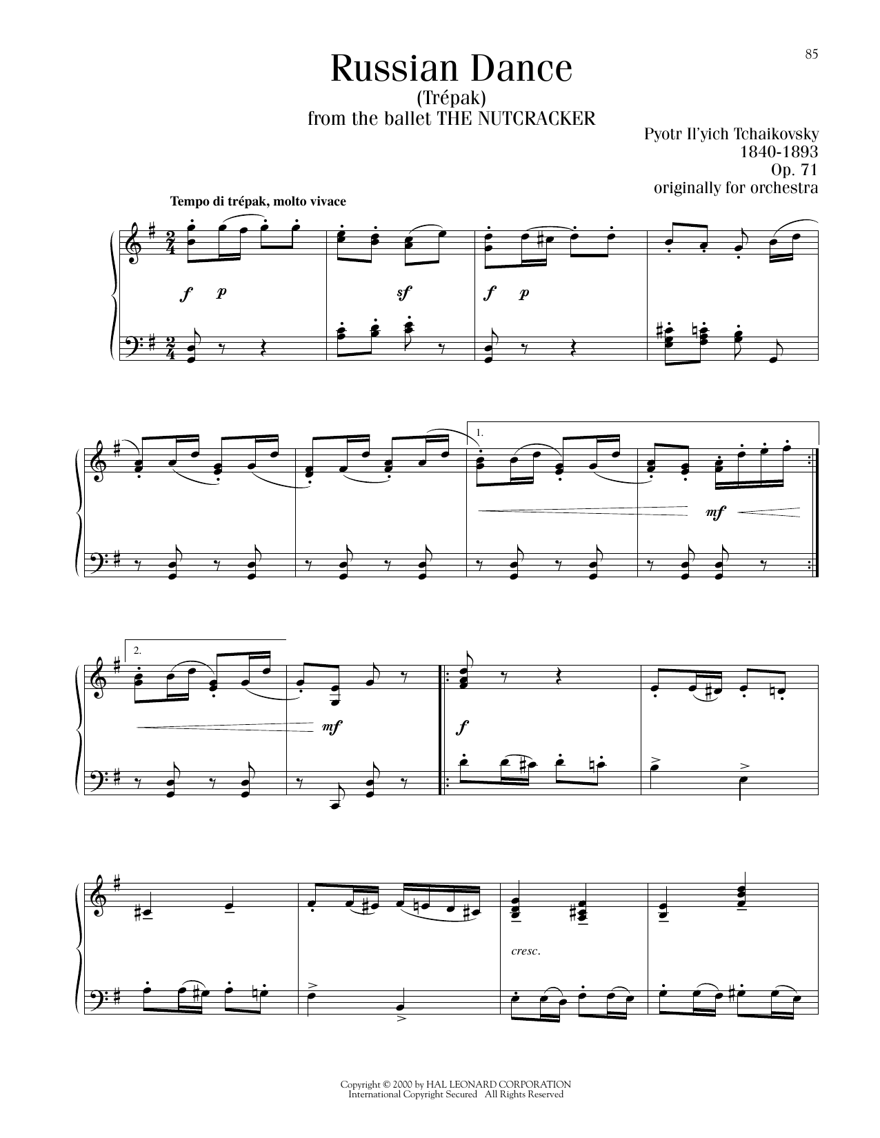 Produktbild zu: Russian Dance ("Trepak"), Op. 71a