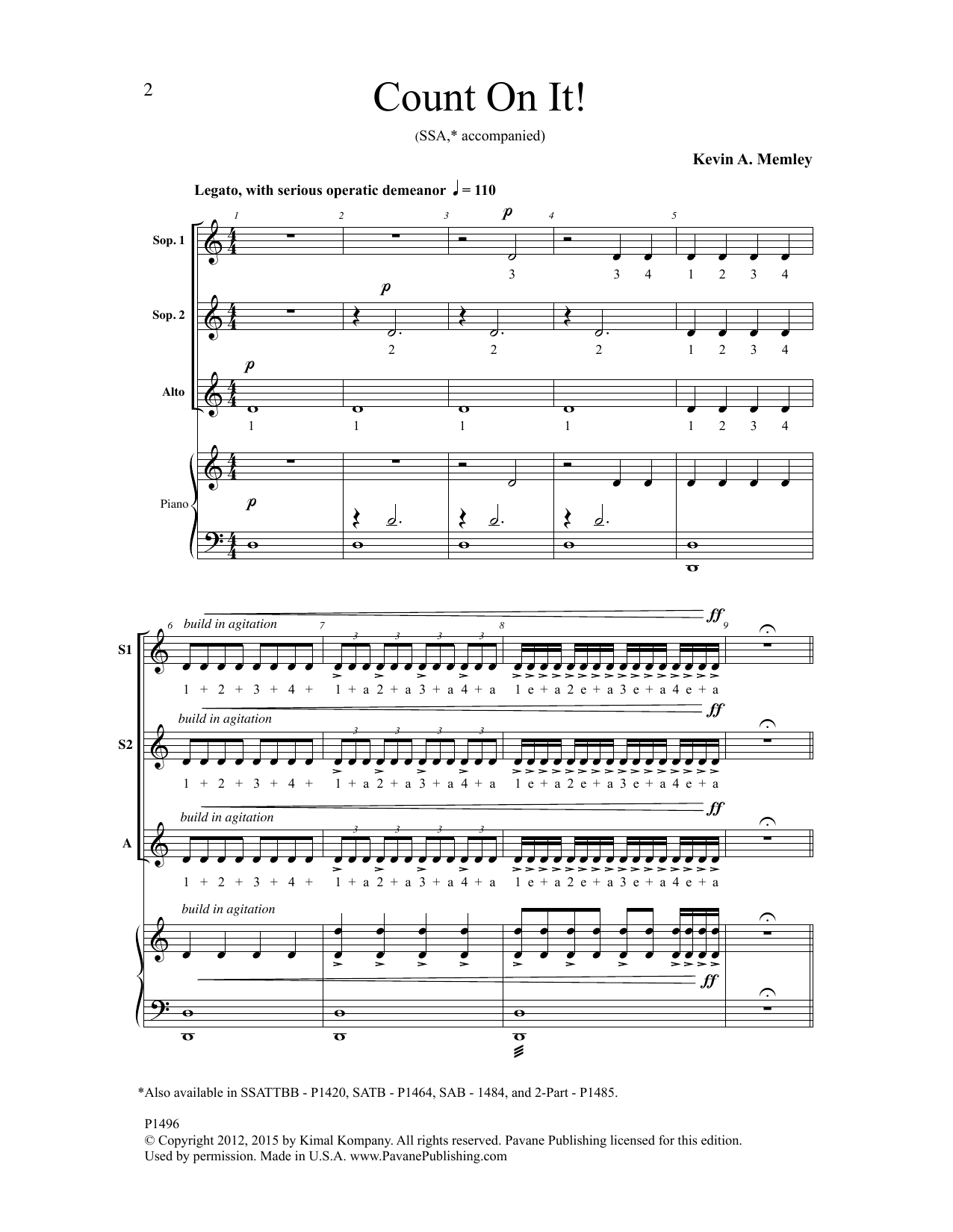 Produktgalerie: Seite 1 von 1 Count On It, Kevin A. Memley, Chor
