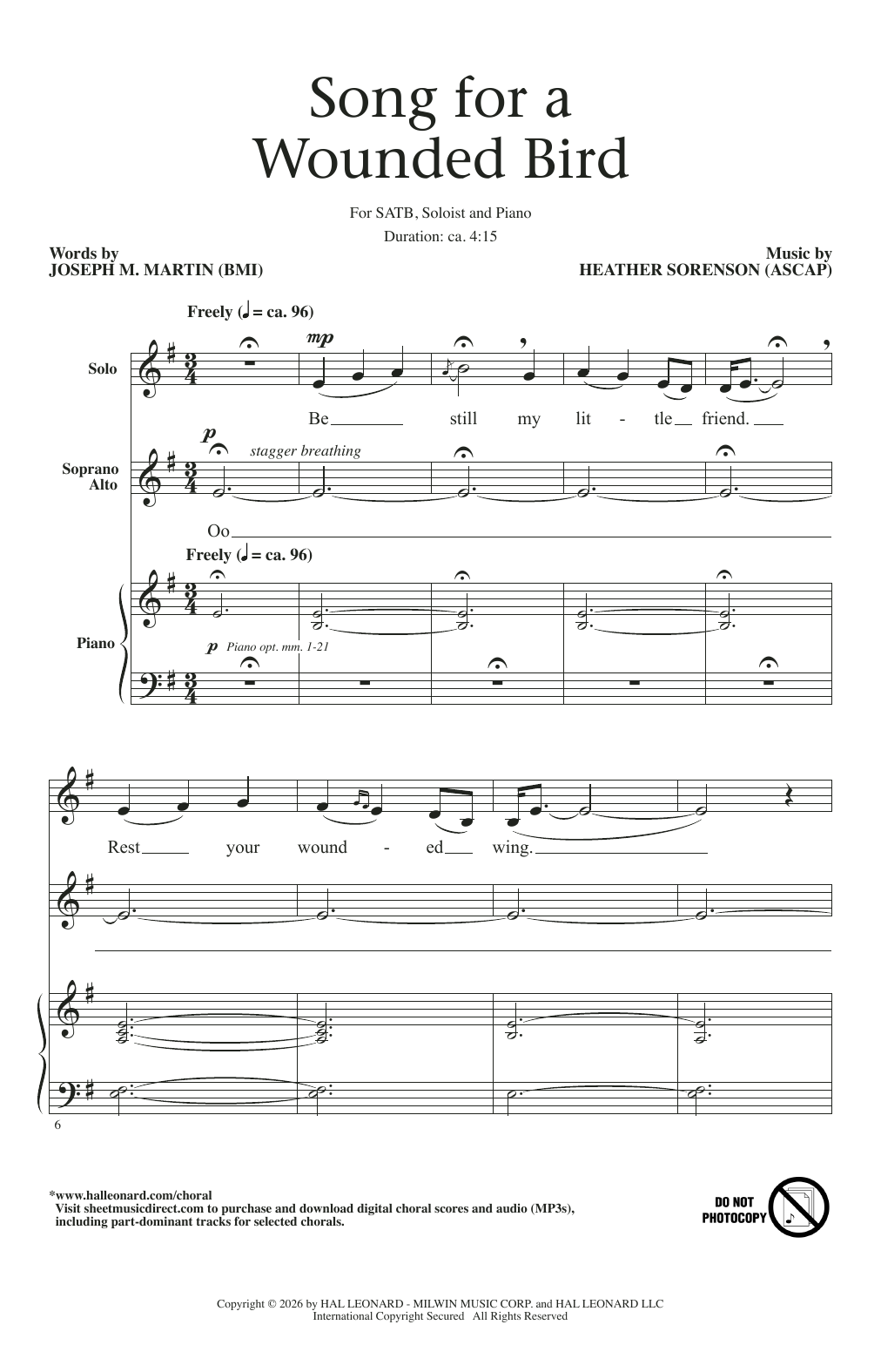 Produktgalerie: Seite 1 von 1 Song For A Wounded Bird, Heather Sorenson, Chor