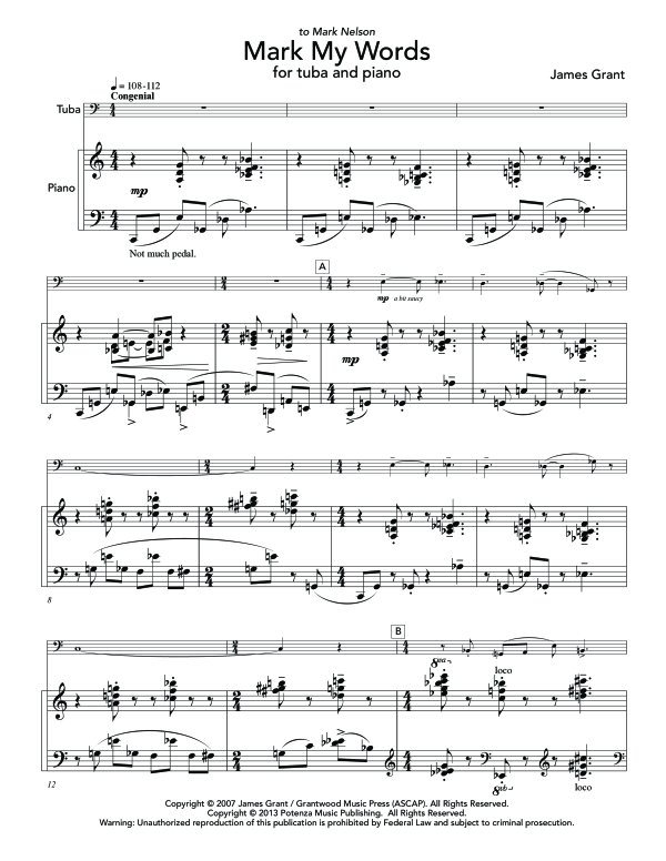 Product gallery: Page 1 of 11 Mark My Words, , (tuba and piano)
