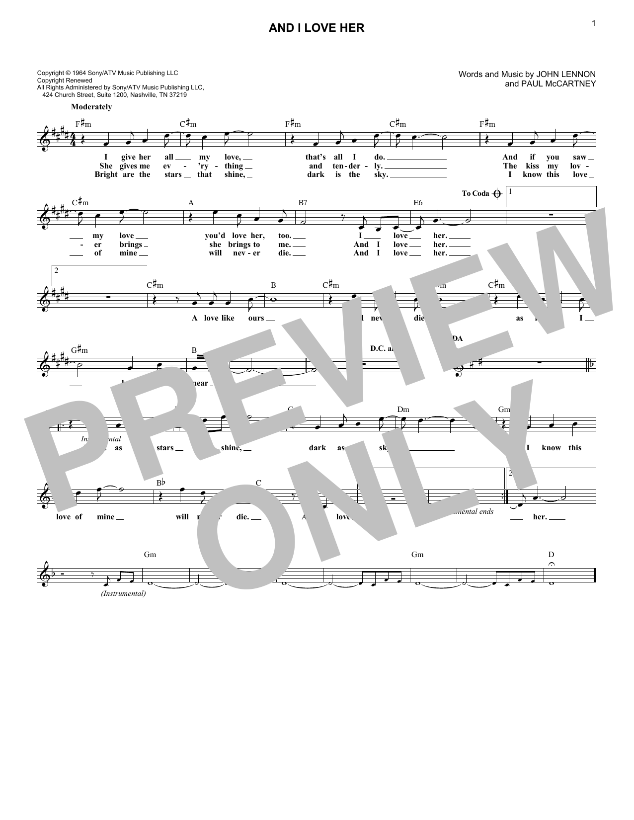 Produktbild zu: And I Love Her