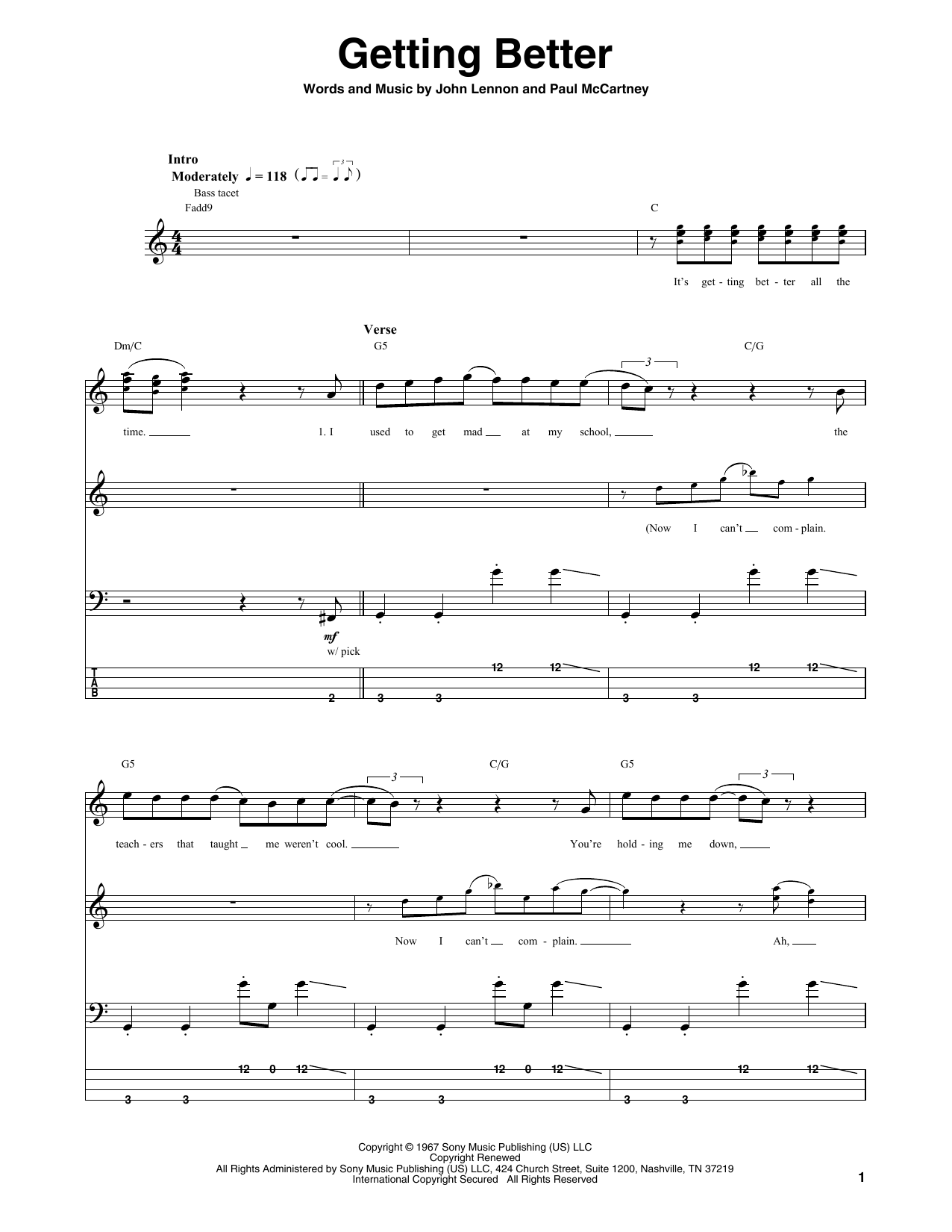 Produktgalerie: Seite 1 von 1 Getting Better, The Beatles, E-Bass