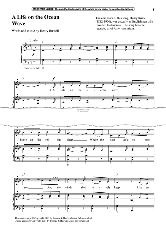 Produktgalerie: Seite 1 von 1 A Life On The Ocean Wave, Henry Russell, Gesang, Klavier