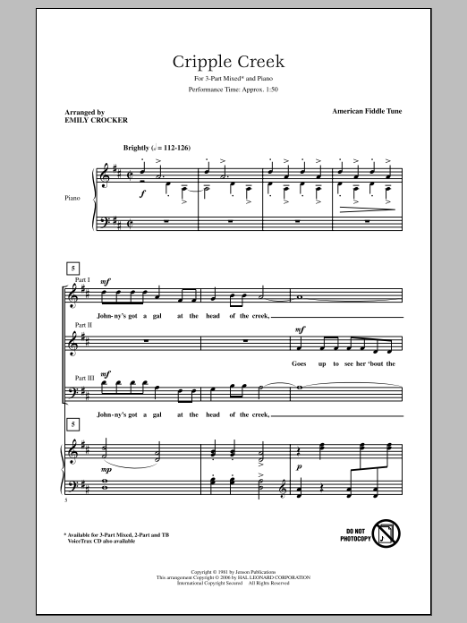 Produktbild zu: Cripple Creek (arr. Emily Crocker)