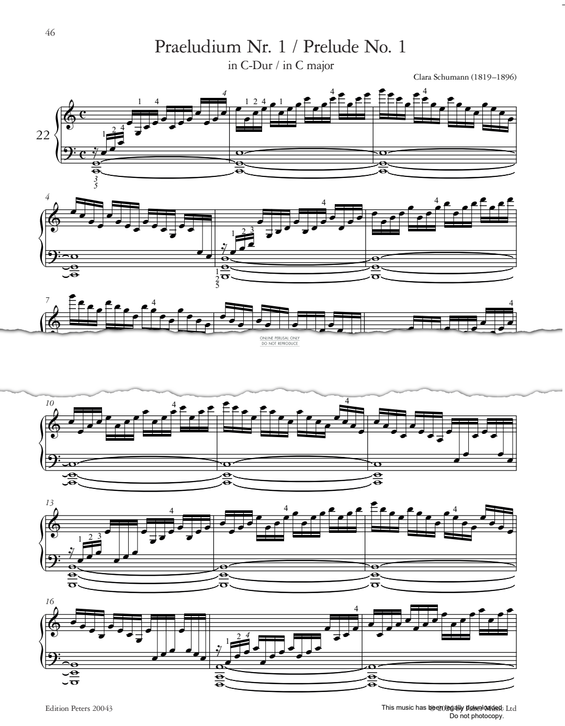Produktgalerie: Seite 1 von 1 Praeludium No.1 in C Major, Clara Schumann, Klavier