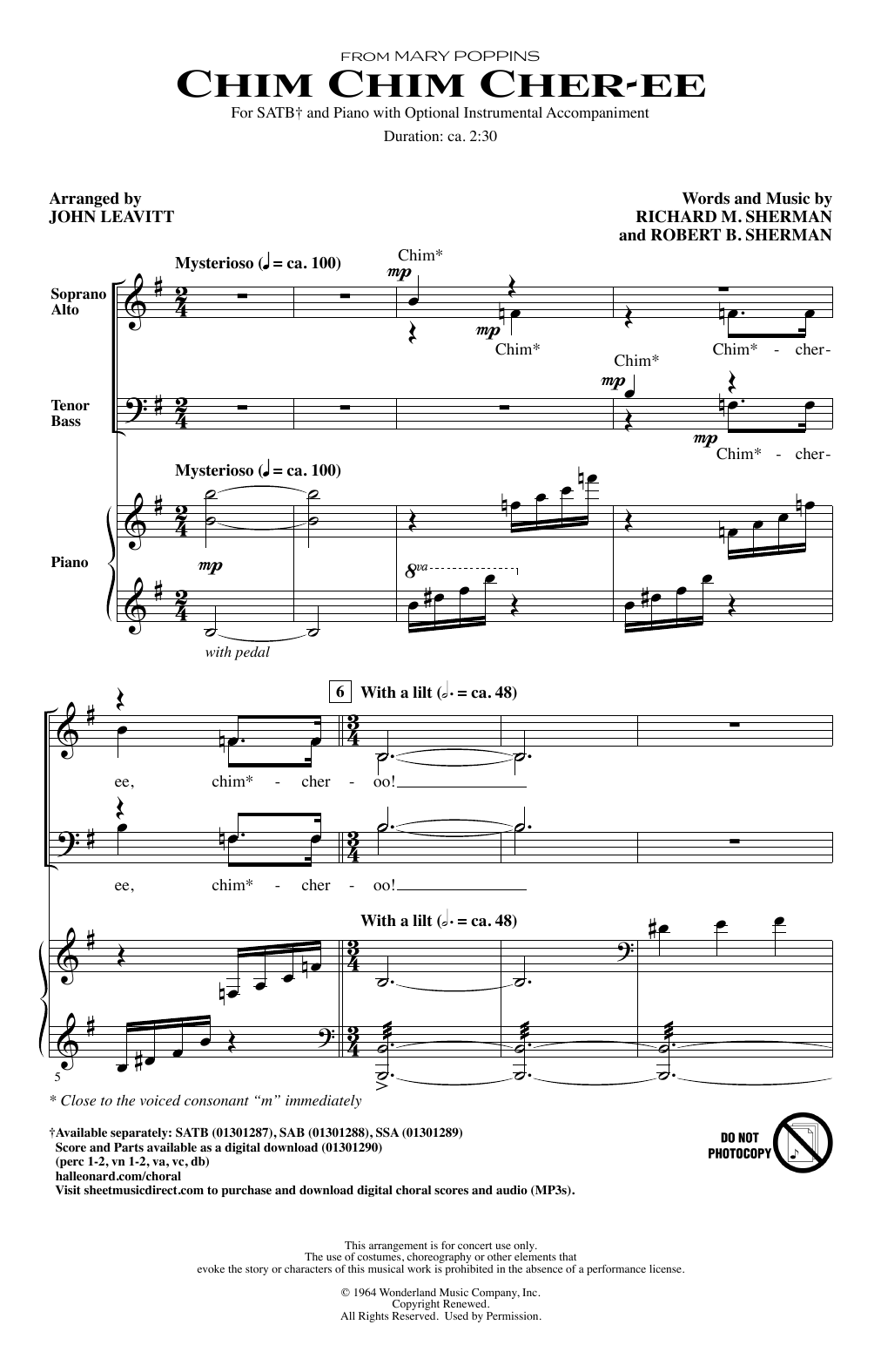 Product gallery: Page 1 of 1 Chim Chim Cher-ee (from Mary Poppins) (arr. John Leavitt), Sherman Brothers