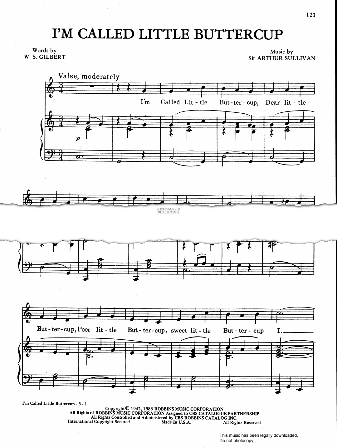 Product gallery: Page 1 of 1 I'm Called Little Biuttercup, Arthur S. Sullivan