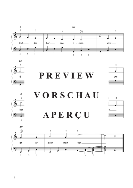 Product gallery: Page 3 of 3 Mein Hut, der hat drei Ecken (Level 1) , ,  (Piano Easy)