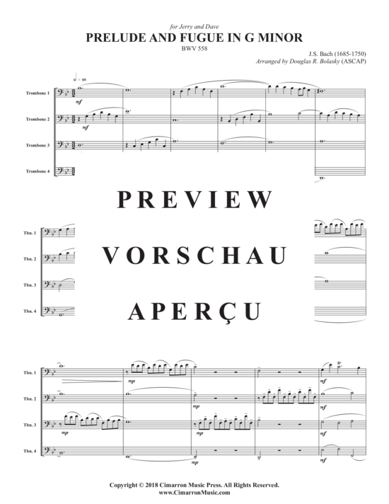 Product gallery: Page 3 of 14 Prelude and Fugue in g minor , , (Trombone Quartet)