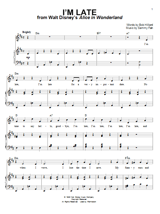 Produktbild zu: I'm Late (from Alice In Wonderland)