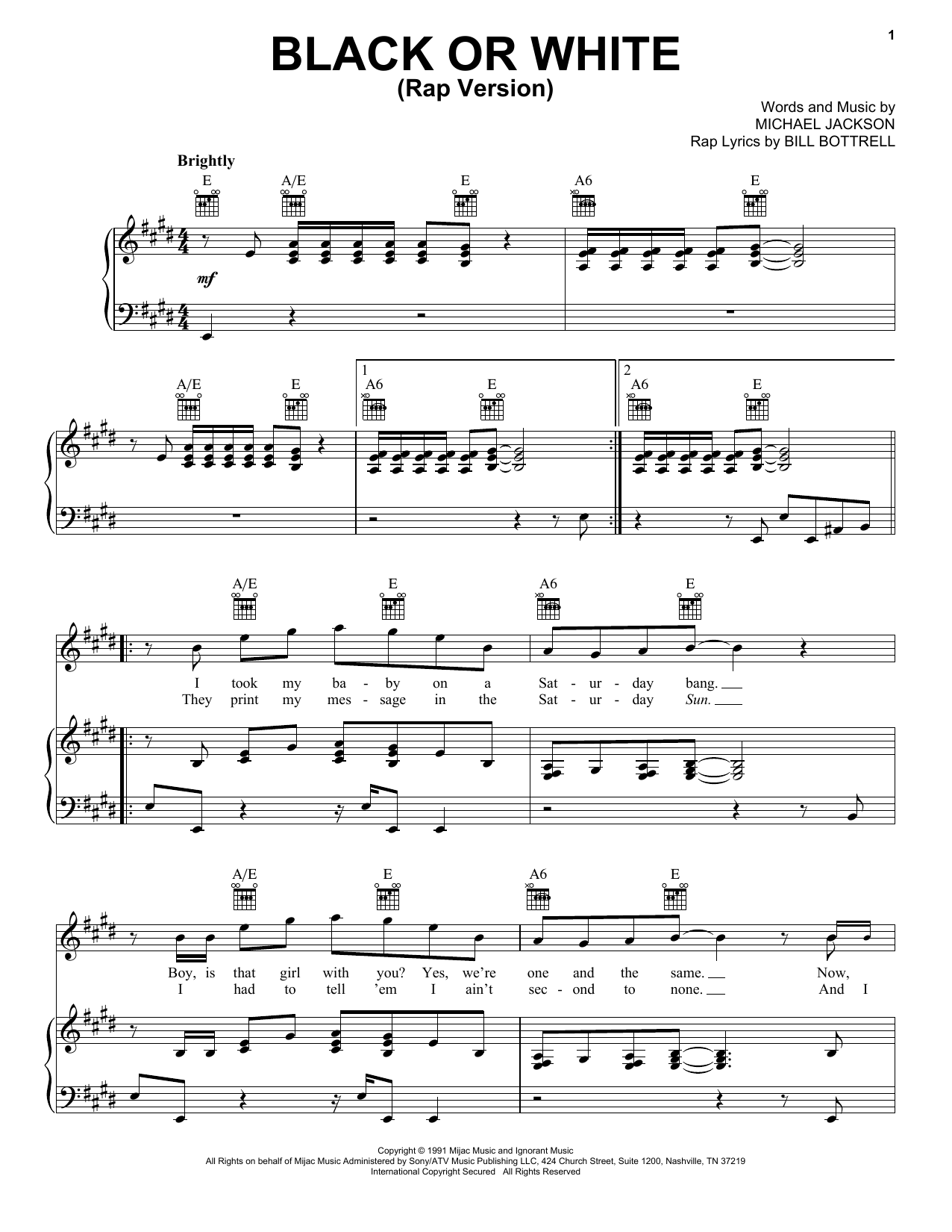 Produktgalerie: Seite 1 von 1 Black Or White, Michael Jackson, Gesang, Gitarre, Klavier