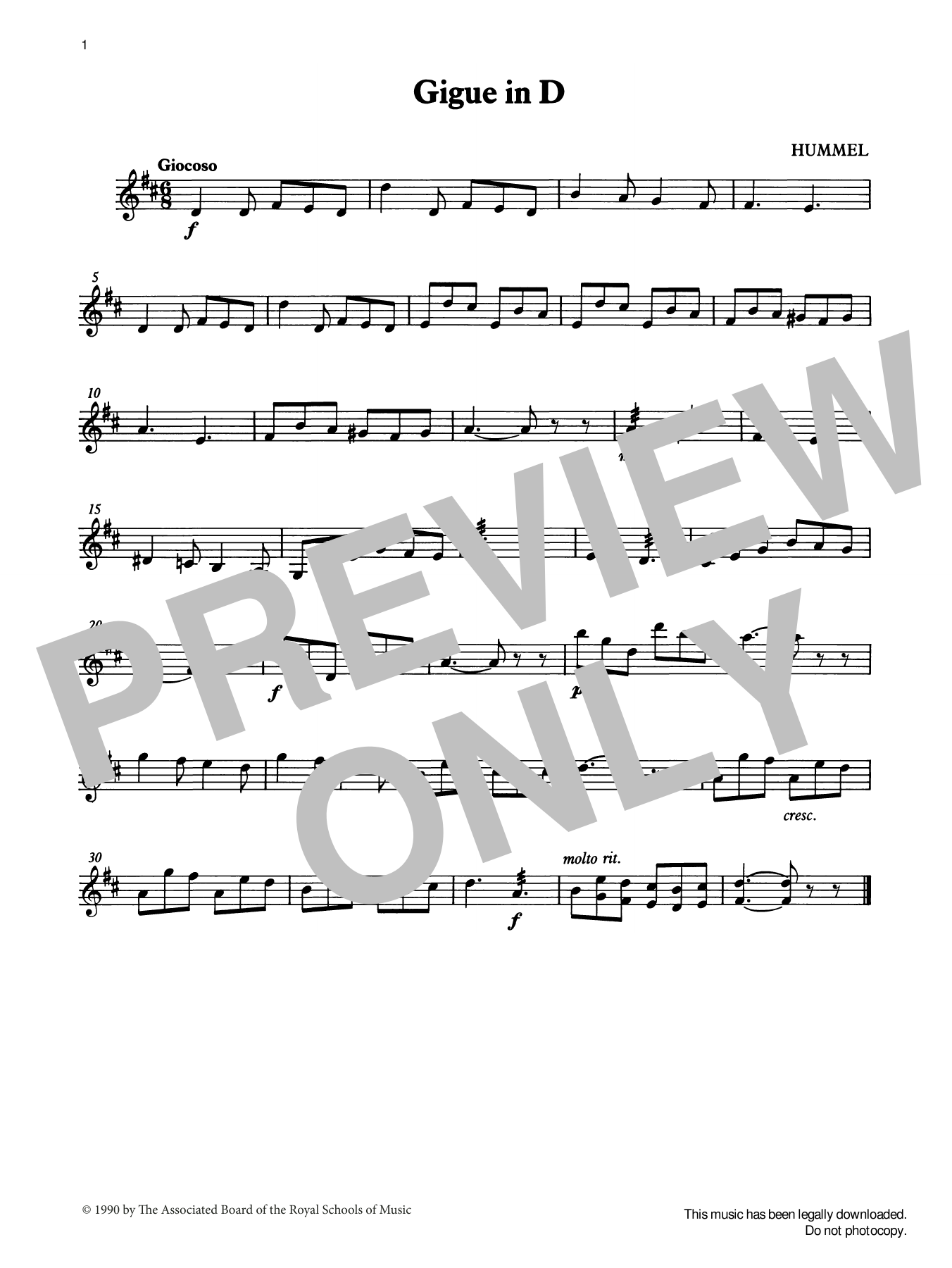 Produktgalerie: Seite 1 von 1 Gigue in D from Graded Music for Tuned Percussion, Book II, J. N. Hummel, Percussion