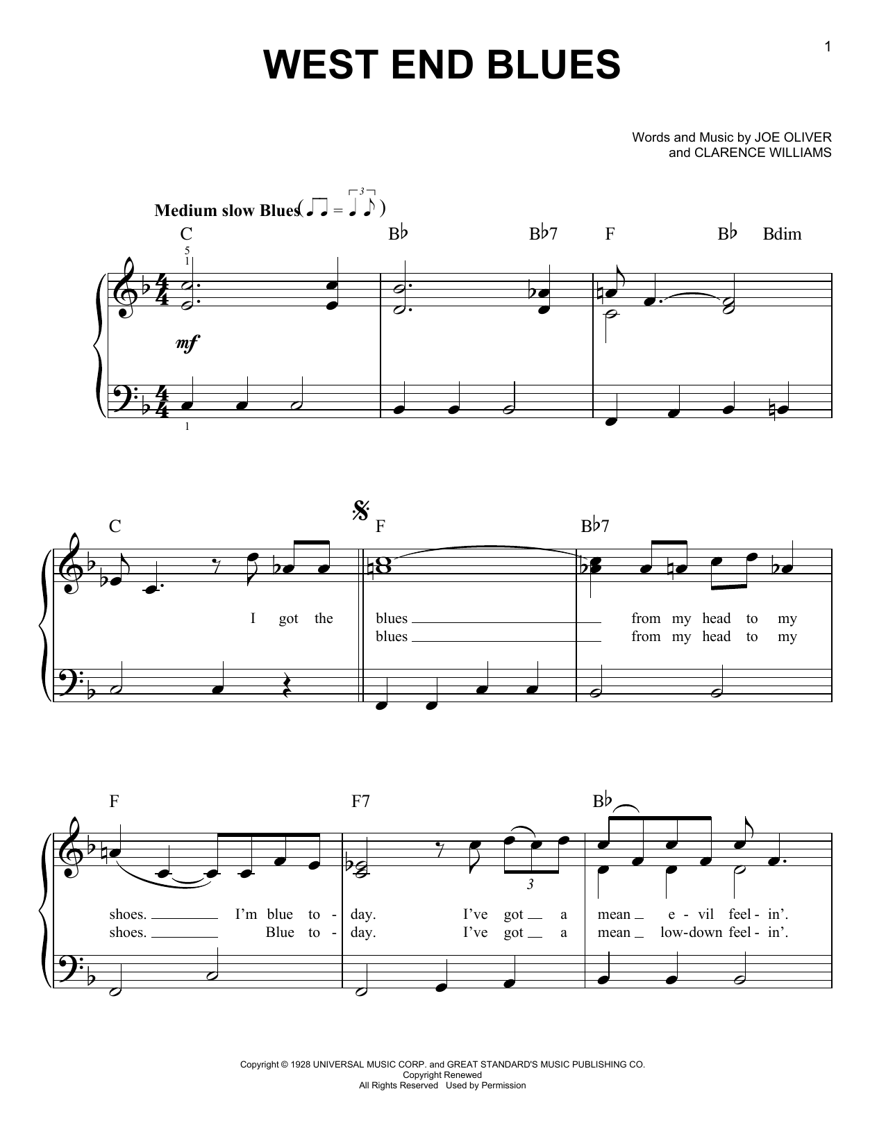 Produktgalerie: Seite 1 von 1 West End Blues, Clarence Williams, Klavier