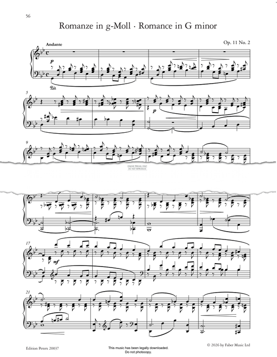 Produktgalerie: Seite 1 von 1 Romance in G minor, Op. 11 No. 2, Clara Schumann, Klavier