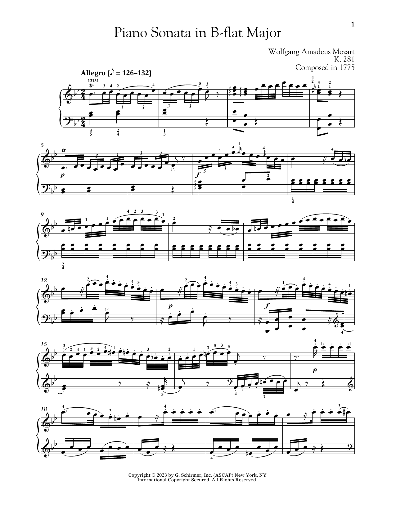 Produktbild zu: Piano Sonata In B-flat Major, K. 281