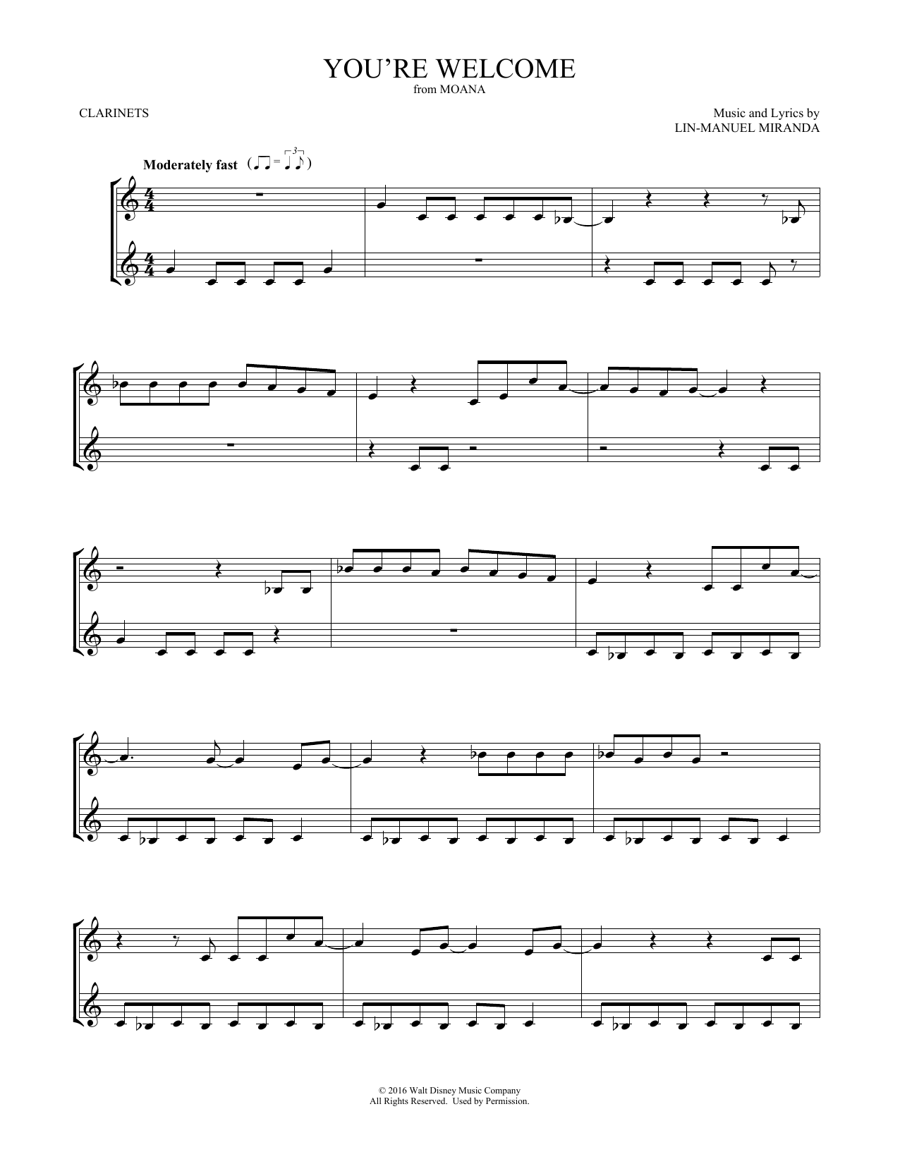 Product gallery: Page 1 of 1 You're Welcome (from Moana) (arr. Mark Phillips), Lin-Manuel Miranda