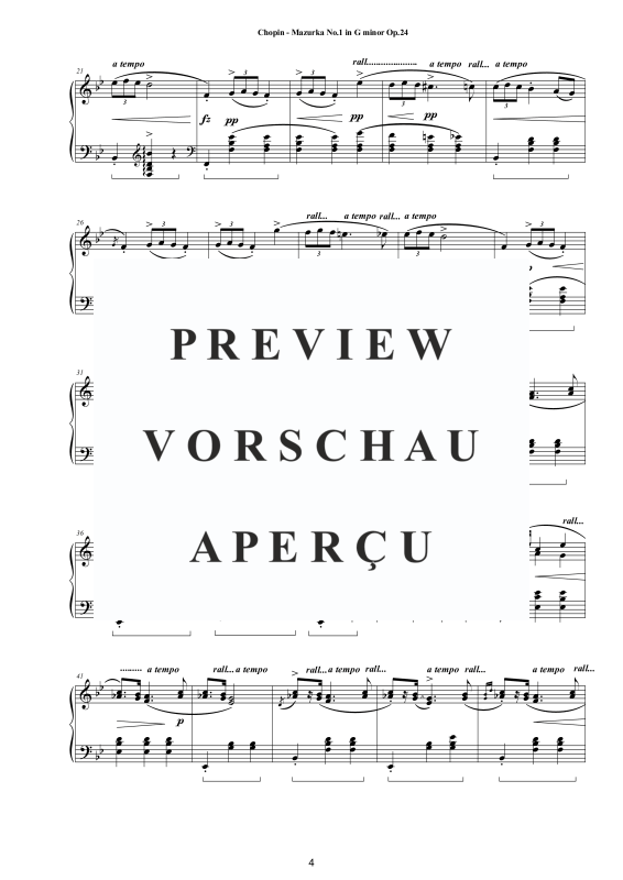 Produktgalerie: Seite 5 von 11 4 Mazurkas op. 24 für Klavier – Vollständige Partituren, , Klavier Solo