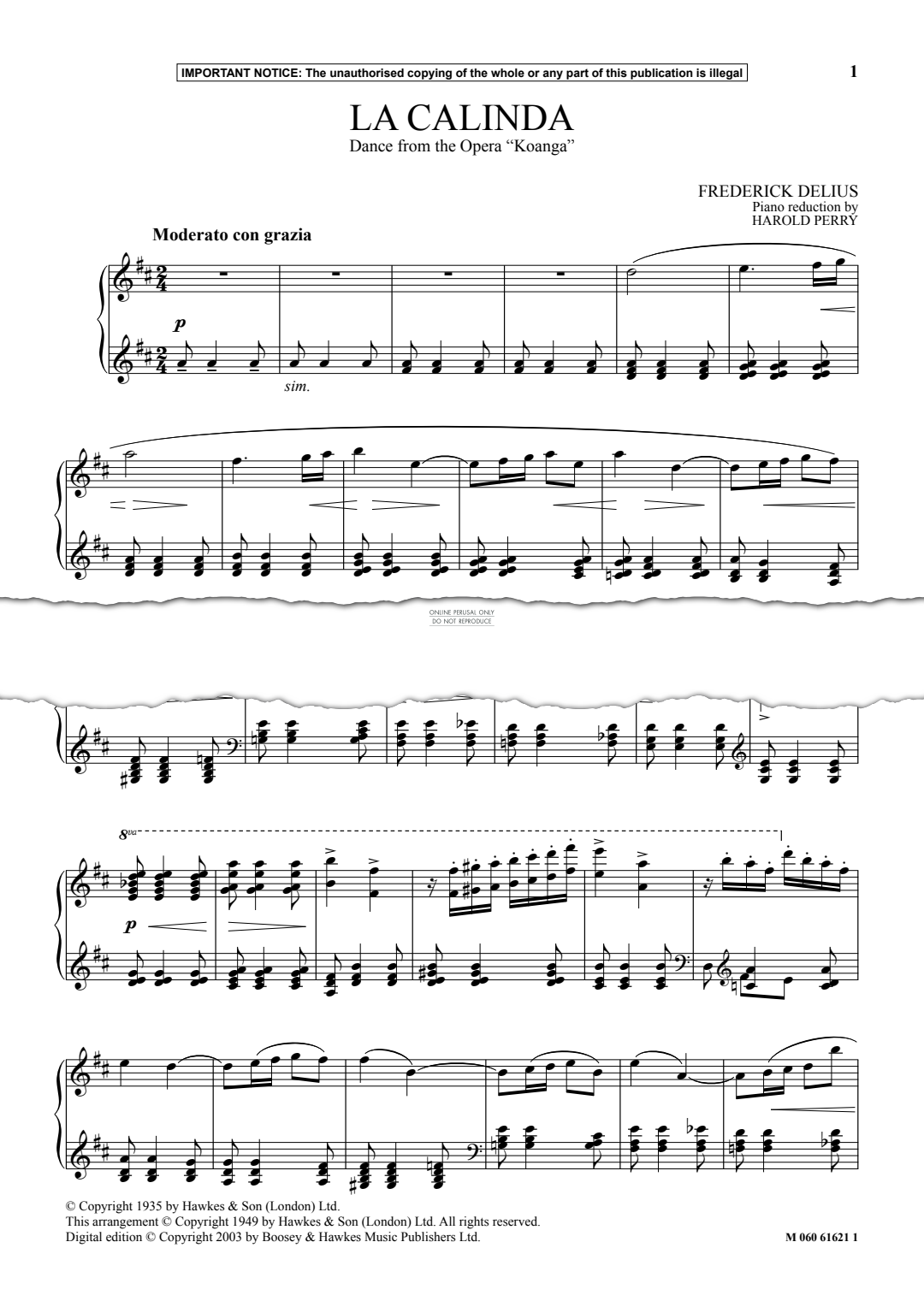 Produktgalerie: Seite 1 von 1 La Calinda (Dance from the Opera Koanga), Frederick Delius, Klavier