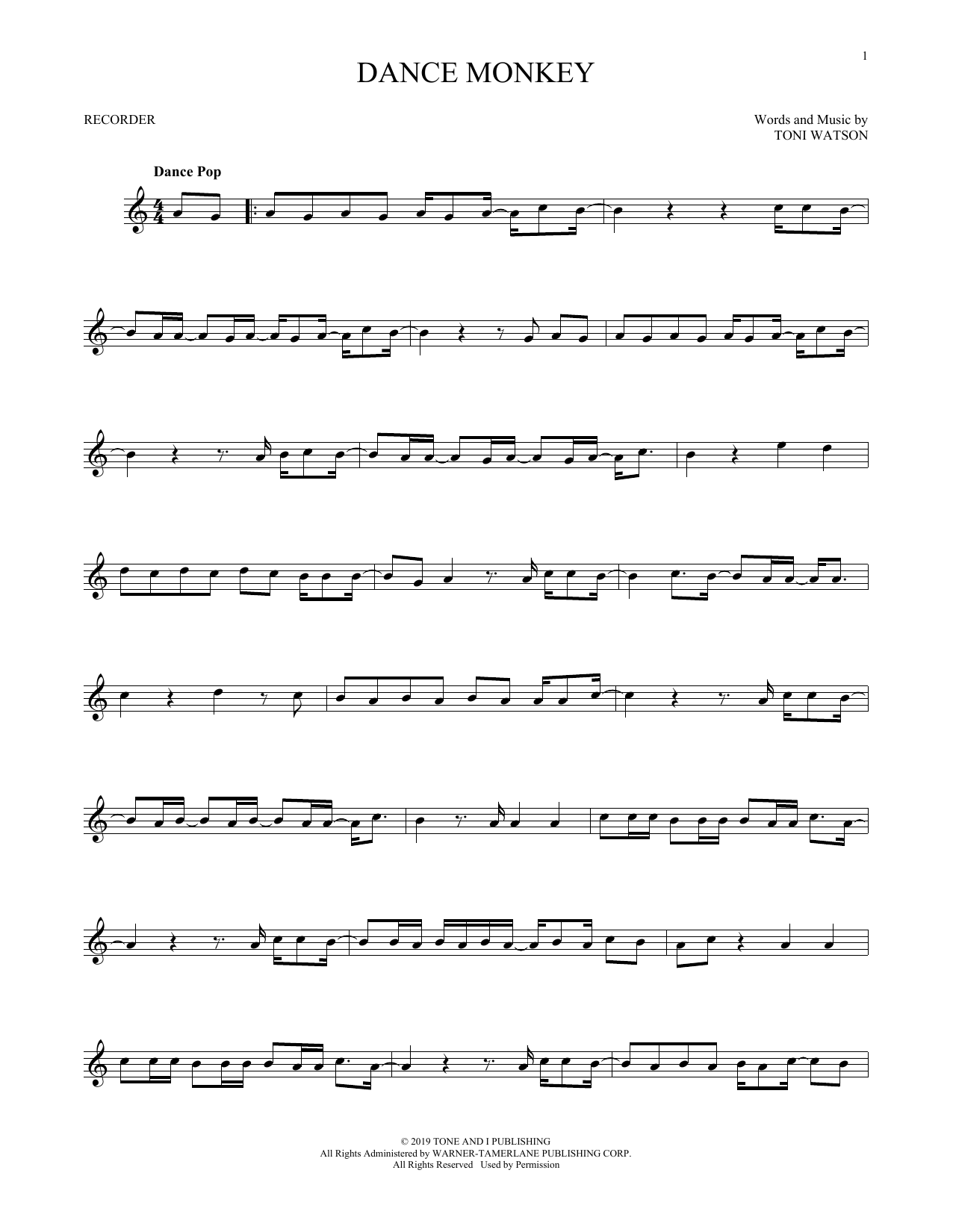 Product gallery: Page 1 of 1 Dance Monkey, Tones And I