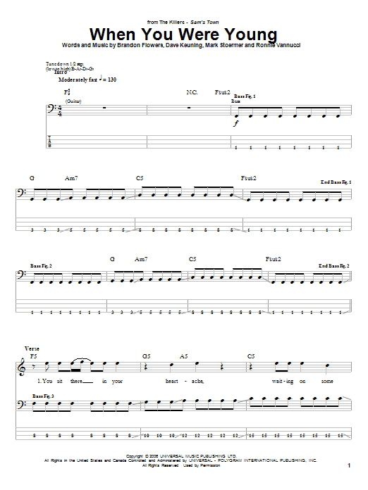 Produktgalerie: Seite 1 von 1 When You Were Young, The Killers, E-Bass