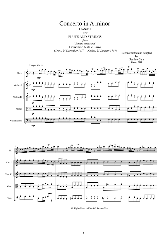 Product picture to: Flöten Konzert in A-MollDomenico Natale Sarro