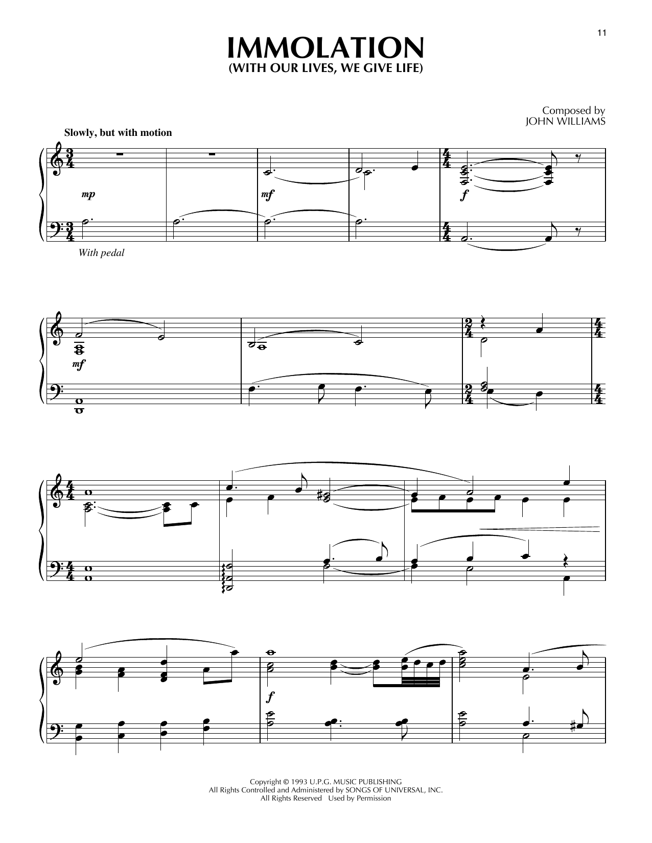 Produktgalerie: Seite 1 von 1 Immolation (With Our Lives, We Give Life) (from Schindler's List), John Williams, Klavier