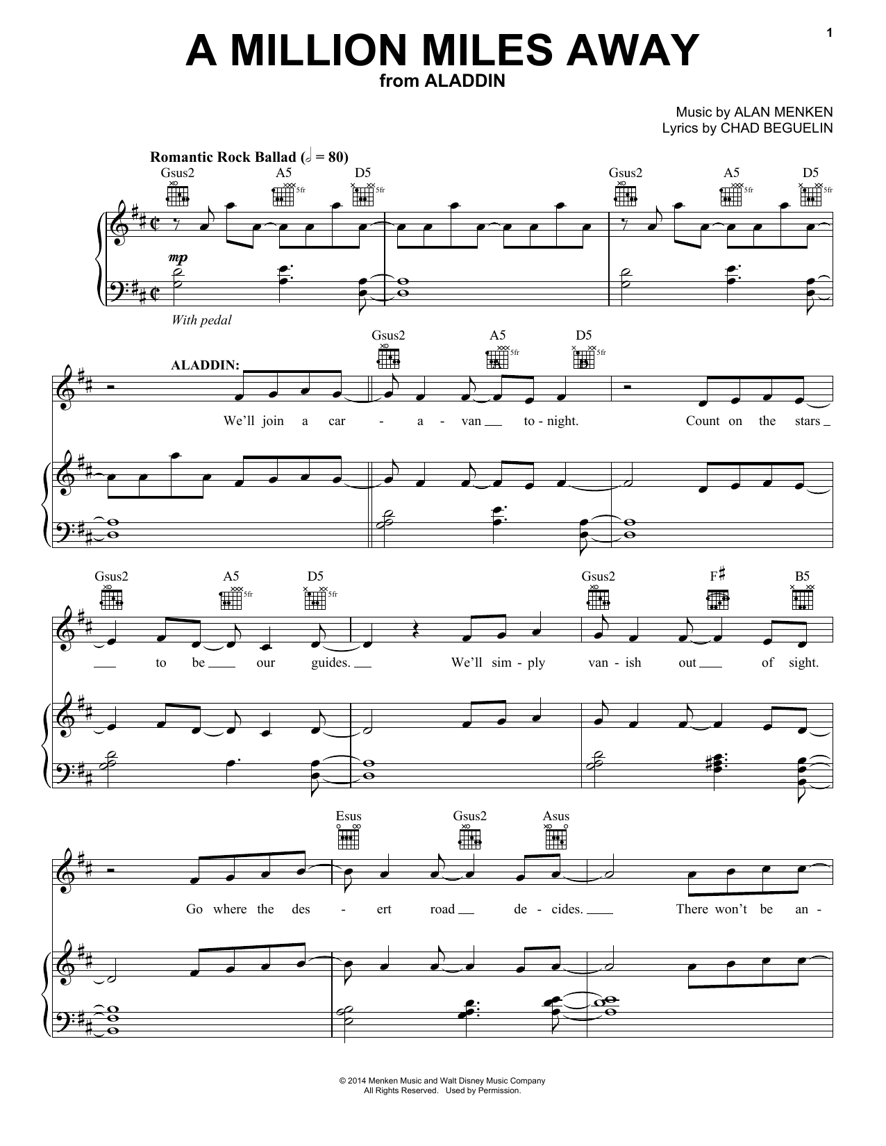 Produktbild zu: A Million Miles Away (from Aladdin: The Broadway Musical)