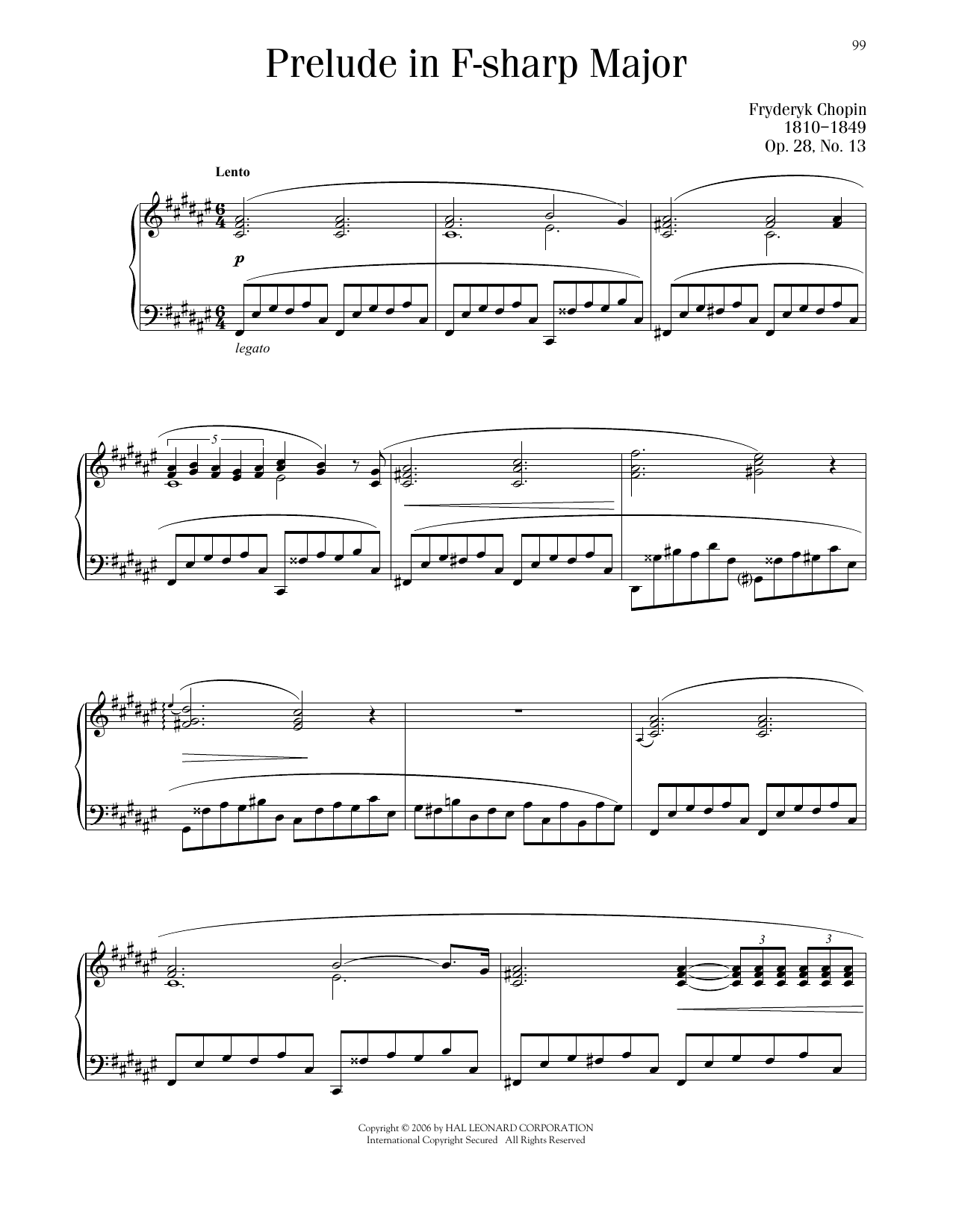 Product picture to: Prelude In F-Sharp Major, Op. 28, No. 13