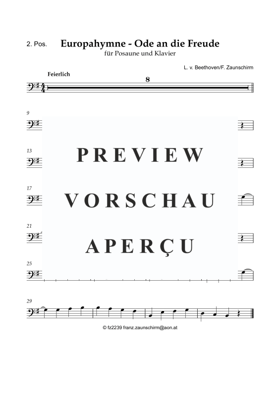 Produktgalerie: Seite 8 von 8 Europahymne - Ode an die Freude, , Posaune und Klavier